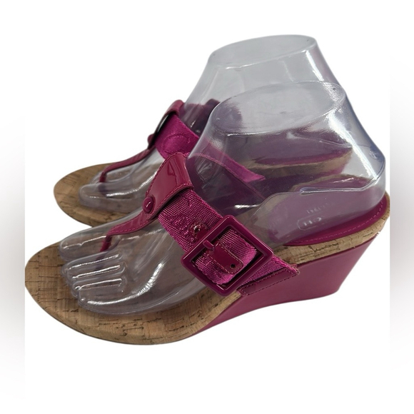 Coach sandals wrapped wedge cork y2k logo preppy vacation party sz 7.5 - Picture 2 of 13